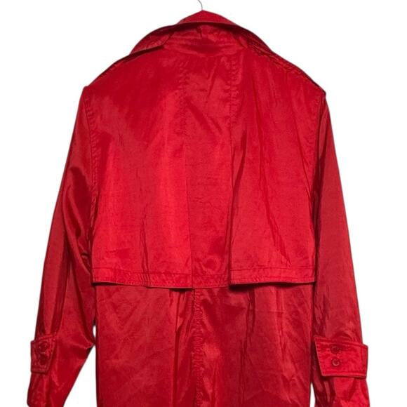 Vtg Red Polka Dot Cuffs Forecaster of Boston Double Breasted Trench Coat Size 8 - Picture 5 of 8